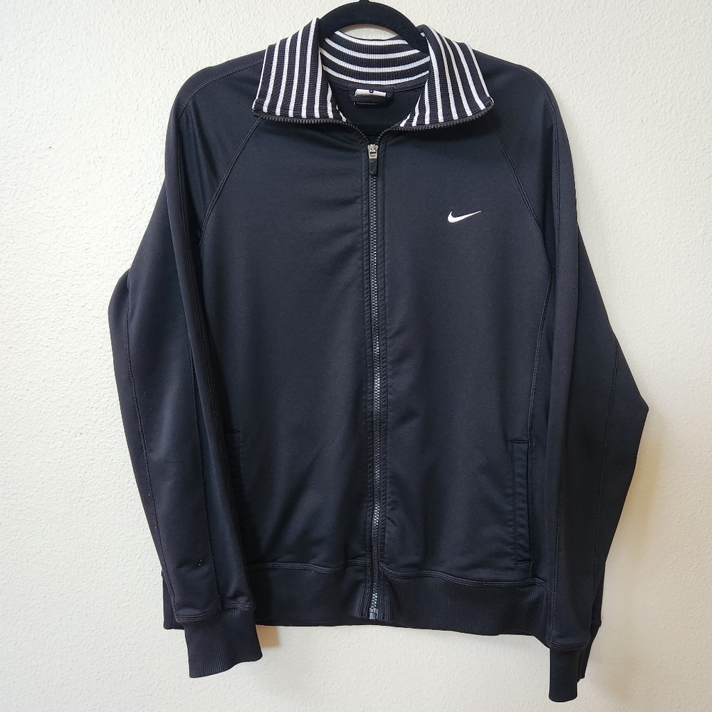 Nike Women's Dri-Fit Track Jacket Black and White Stripe